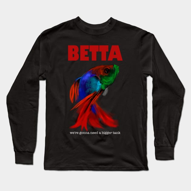 Betta Fighting Fish Long Sleeve T-Shirt by cowyark rubbark